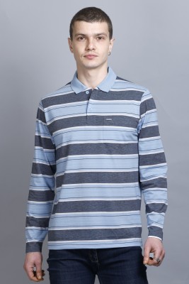 GODFREY Striped Men Polo Neck Blue T-Shirt