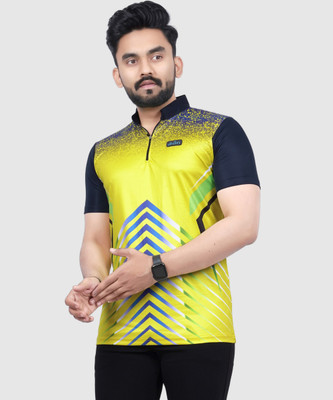 dhaari by unique creation Printed Men Mandarin Collar Yellow T-Shirt