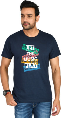 Burundi Blu Printed, Typography Men Round Neck Dark Blue T-Shirt