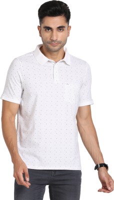 TURTLE Printed Men Polo Neck White T-Shirt