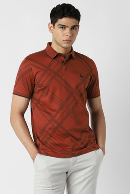 VAN HEUSEN Checkered Men Polo Neck Red T-Shirt