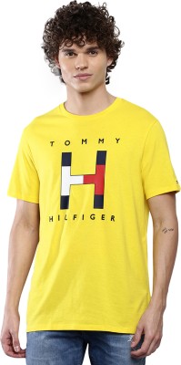 TOMMY HILFIGER Printed Men Crew Neck Yellow T-Shirt