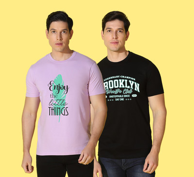 WOOSTRO Printed Men Round Neck Multicolor T-Shirt