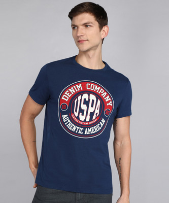 U.S. Polo Assn. Denim Co. Solid Men Round Neck Dark Blue T-Shirt