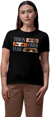 Fighterhero Printed Women Round Neck Black T-Shirt