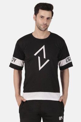 R ROCKIN TEES Printed Men Round Neck Black T-Shirt