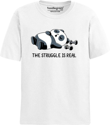 Toodlplus Printed, Typography Men Round Neck White T-Shirt
