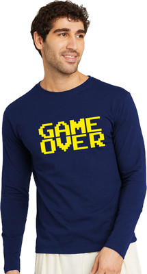 RULEDBYSUN Printed Men Round Neck Navy Blue T-Shirt