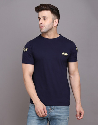 tfurnish Solid Men Round Neck Dark Blue T-Shirt