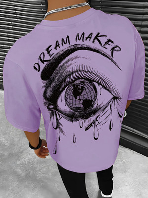 Jump Cuts Self Design Men Round Neck Purple T-Shirt