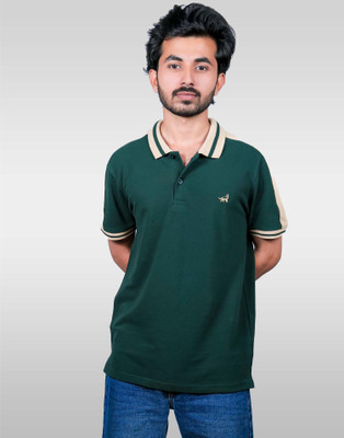 Lynx Colorblock Men Polo Neck Green T-Shirt