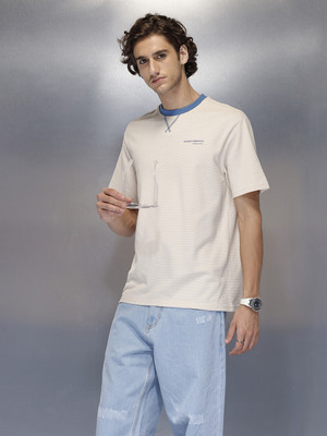 WROGN Printed Men Crew Neck Beige T-Shirt