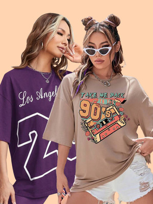 DreamBe Printed Women Round Neck Multicolor T-Shirt