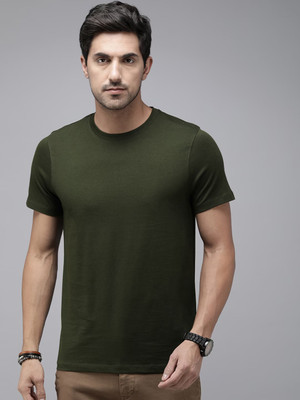RULEDBYSUN Solid Men Round Neck Green T-Shirt