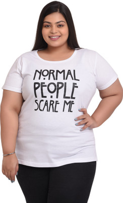 NEO GARMENTS Printed Women Round Neck White T-Shirt