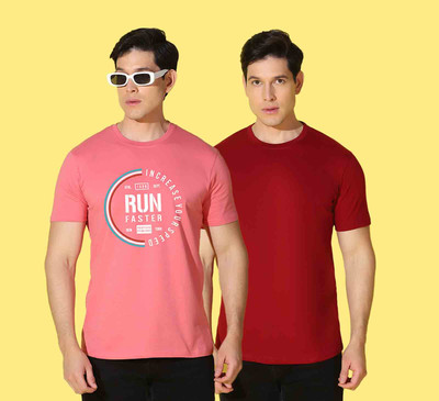 WOOSTRO Printed, Solid Men Polo Neck Multicolor T-Shirt