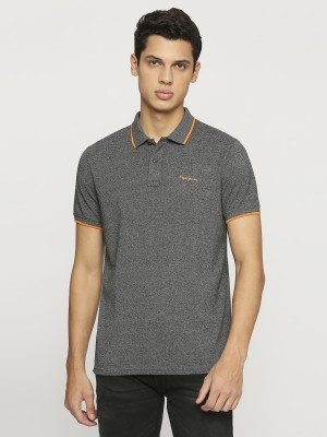 Pepe Jeans Solid Men Polo Neck Grey T-Shirt
