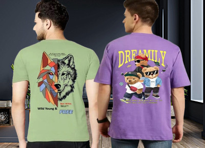 Parona Printed Men Round Neck Green, Purple T-Shirt