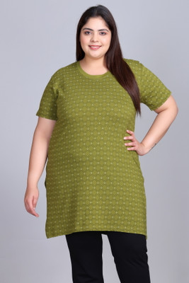 IN Love Printed Women Round Neck Green T-Shirt