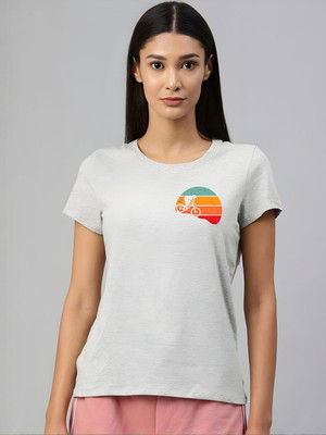 SZN Graphic Print Women Round Neck Grey T-Shirt