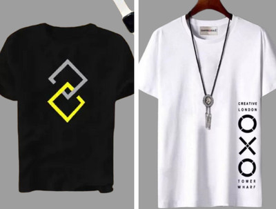 ATTITUDE START OF FASHION Graphic Print Men Round Neck Black, White T-Shirt