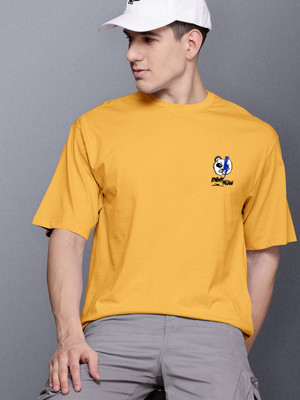 PATOIS Printed Men Round Neck Yellow T-Shirt