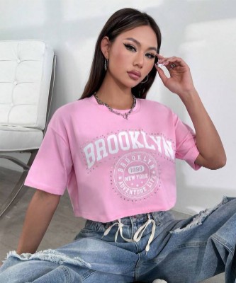 Christy World Printed Women Round Neck Pink T-Shirt