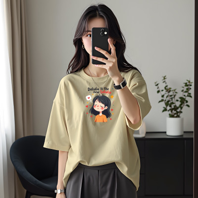 INFIRAX Printed Women Round Neck Beige T-Shirt