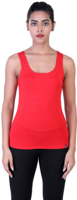 Laasa Sports Solid Women Scoop Neck Red T-Shirt
