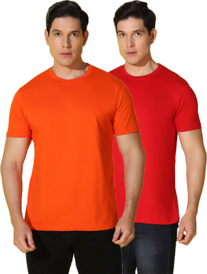 WOOSTRO Solid Men Round Neck Multicolor T-Shirt