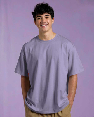 Nilan Impex Solid Men Round Neck Purple T-Shirt