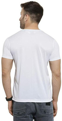 HOC Solid Men Round Neck White T-Shirt
