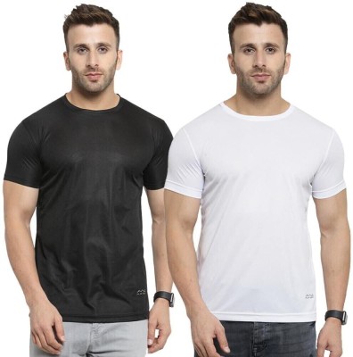 AWG All Weather Gear Solid Men Round Neck Black, White T-Shirt