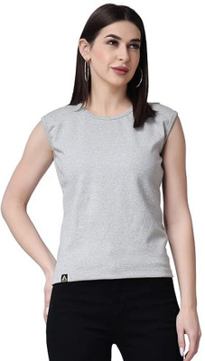 Totar Solid Women Round Neck Grey T-Shirt