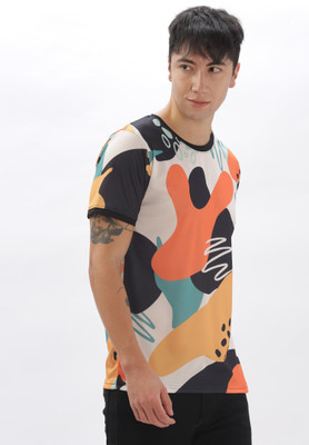 jingjing Printed Men Round Neck Multicolor T-Shirt