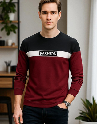 Autna Printed Men Round Neck Maroon T-Shirt
