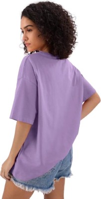 eco runner Printed Women Round Neck Purple T-Shirt