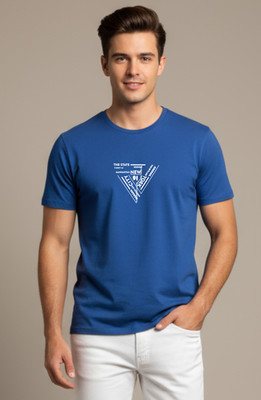 UrGear Graphic Print Men Round Neck Blue T-Shirt