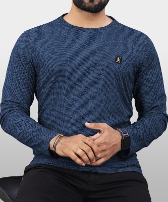 VeBNoR Printed Men Round Neck Blue T-Shirt