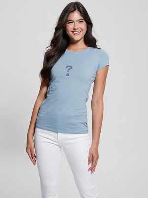 GUESS Printed Women Round Neck Blue T-Shirt