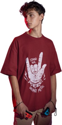 QuirkyKicks Printed, Typography Men Round Neck Maroon T-Shirt