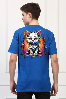 Awaken Armor Printed Men Round Neck Blue T-Shirt