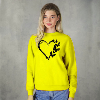 HOC Printed Women Round Neck Yellow T-Shirt