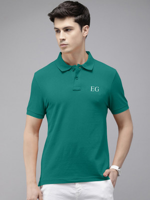 THE EG STORE Solid Men Polo Neck Green T-Shirt