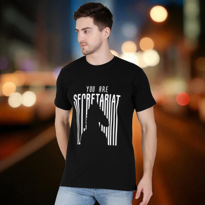 FARICON Printed Men Round Neck Black T-Shirt