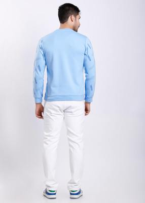 HIGHTRIBE Printed Men Round Neck Light Blue T-Shirt
