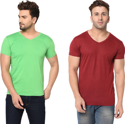Adorbs Trend Solid Men V Neck Multicolor T-Shirt
