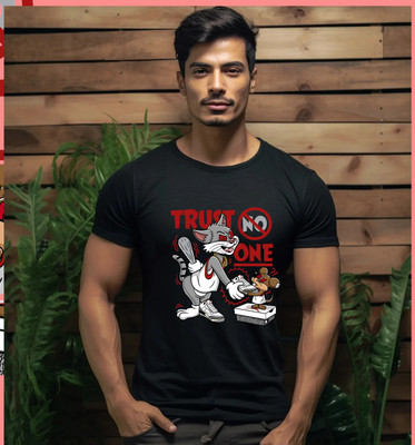 damruvaala Printed Men Round Neck Black T-Shirt