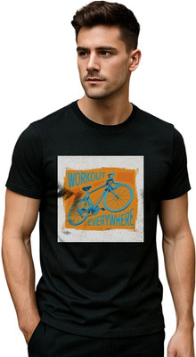 Fabc Typography Men Round Neck Black T-Shirt