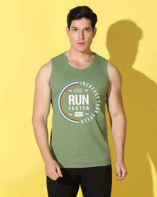 WOOSTRO Printed Men Scoop Neck Light Green T-Shirt